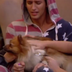Ollie Locke breaks down in tears after his mum, sister and Evie the dog visited the Celebrity Big Brother House