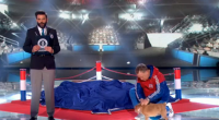 Mitch and Cally The Wonderdog breaks Guinness world record for fastest time to burst a 100 balloons live on Britain’s Got Talent 2015 first semi finals.