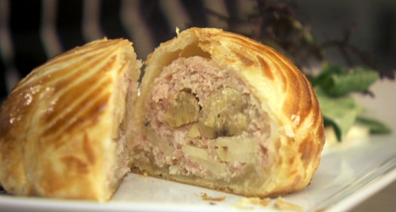 pork pie stuffed with chestnut and apple