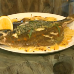 Baked Plaice with Cider Onions by Nathan Outlaw on Saturday Kitchen for Emma Lewis