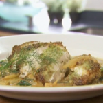 Rick Stein Pan-fried monkfish with wild garlic and fennel on Spring Kitchen with Tom Kerridge