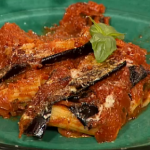 Gino Aubergines with  parmesan topping Pasta Bake Tortiglioni alla parmigiana on This Morning