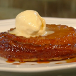 James Martin Pineapple tarte tatin with spiced ice cream or  liver with mash potato are on offer to Kellie Bright
