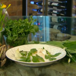Turbot poached in coconut milk with frozen lettuce and asparagus by Glynn Purnell on Spring Kitchen with Tom Kerridge