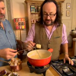 Hairy Bikers Ploughdue (Ploughman’s lunch fondue) with cheddar cheese and beer on Best of British