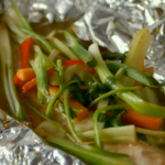 Lorraine Pascale  Tin Foil Thai Trout recipe on Spring Kitchen with Tom Kerridge