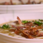 Hairy Bikers Celeriac and apple soup with bacon and parsley recipe on Best of British foods