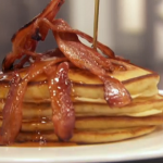 John Torode American pancakes with maple syrup and bacon recipe on Celebrity Masterchef