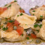 Gino Crab tortellini with caper butter sauce recipe on Let’s Do Lunch