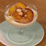 Gino D’Acampo rice pudding with peach and almonds on Let’s Do Lunch