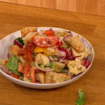 Gino D’Acampo Panzanella salad with red onions and stale bread recipe on Let’s Do Lunch