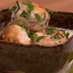 Gino herby chicken meatballs with a coconut and noodle broth recipe on Let’s Do Lunch