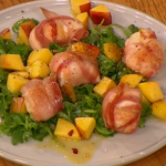 Gino Griddled peach salad and mozzarella wrapped in pancetta recipe on Let’s Do Lunch