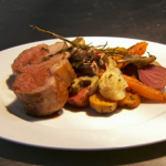 Theo Randall rack of lamb with roasted vegetables on The Chef’s Protege