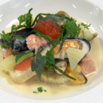 Tom Kitchin ragout made with seven different types of Scottish seafood on the Chef’s Protege