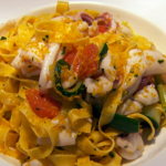 Theo Randall squid zucchini and tagliatelle starter on The Chef’s Protege