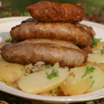 Brian Turner lamb sausages with pickled cabbage recipe on A Taste Of Britain