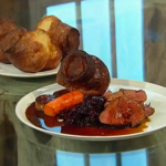 James Martin Roast beef, Yorkshire pudding, fondant potato and red cabbage recipe on Saturday Kitchen