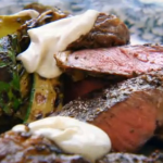 Stevie Parle sirloin steak with grilled vegetables and cumin yogurt recipe on The Spice Trip cumin trail in Turkey