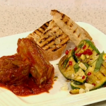 Gino D’Acampo trio of meats served with courgette salad and garlic bread recipe on This Morning