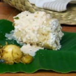 Egg curry with steamed tapioca and coconut dish on The Spice Trip