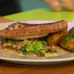 Simon Rimmer pork chops with hasselback potatoes and creamy cabbage recipe on Daily Brunch