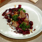 James Martin roasted grouse with  celeriac, kale and blackberry sauce recipe on Saturday Kitchen