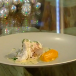 Galton Blackiston salt crusted sea bass with butternut squash and Champagne sauce recipe on Christmas Kitchen