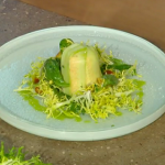 Smoked salmon and cucumber timbale with winter leaf salad recipe on Christmas Kitchen with James Martin