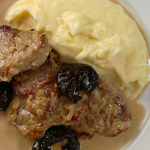 James Martin pork tenderloin with prunes and Armagnac recipe on James Martin: Home Comforts