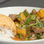 James Martin sweet and sour pork  with rice omelette recipe on James Martin: Home Comforts