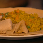 Toomtoom lentils with injera Ethiopian dish recipe on Mel and Sue