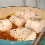 Lisa Faulkner baked Cod fillets with olives recipe on This Morning