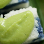 Helen’s  Malaysian Coconut pandan custard with blue-pea-flower rice cakes recipe on Nigel Slater: Eating Together