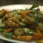 Ainsley Harriott  stir fry chilli prawns with basil and ginger recipe on Ainsley Harriott’s Street Food