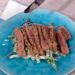 John Whaite tahini tuna steaks with bean salad recipe on Lorraine