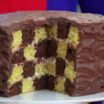 Mary Berry checkerboard cake recipe on The Great British Bake Off Masterclass 2015
