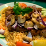 Greek Cypriot Kleftiko lamb shank with pork and chicken kebabs on Len and Ainsley’s Big Food Adventure