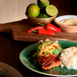 Ainsley Harriott BBQ Korean Salmon and Mango Salsa recipe on Len and Ainsley’s Big Food Adventure