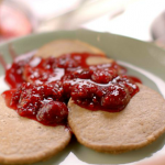 Nigella Lawson oat pancakes with raspberries and honey sauce recipe on Simply Nigella 