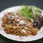 Chris Bavin lentil bolognese with spaghetti recipe on Eat Well for Less