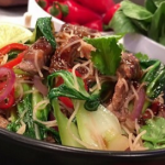 Ching’s Beef noodle stir fry and Prawn pot noodle recipe on Lorraine