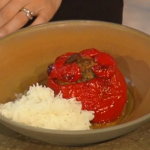 Rick Stein stuffed peppers with spiced lamb and chilli recipe on Saturday Kitchen