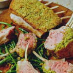 Jamie Oliver rack of lamb with pistachio and parsley crust recipe on Jamie and Jimmy’s Friday Night Feast