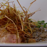 Rosemary Shrager pheasant with lentils and crispy shallots recipe on Chopping Block