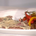 Gino’s steak with brandy and green peppercorn sauce recipe on This Morning