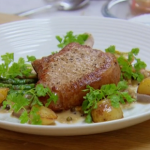 Rosemary Shrager pork chops with peppercorn and Armagnac sauce recipe on Chopping Block