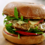 Jamie Oliver crazy good pork burger with pear and Stilton cheese recipe