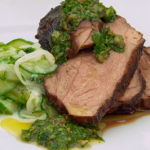 Paul Ainsworth hay smoked lamb rump with creamed cucumber and salsa Verde recipe on Royal Recipes