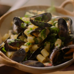 Nigella Lawson mussels with cherry tomatoes and pasta recipe on Nigella: At My Table